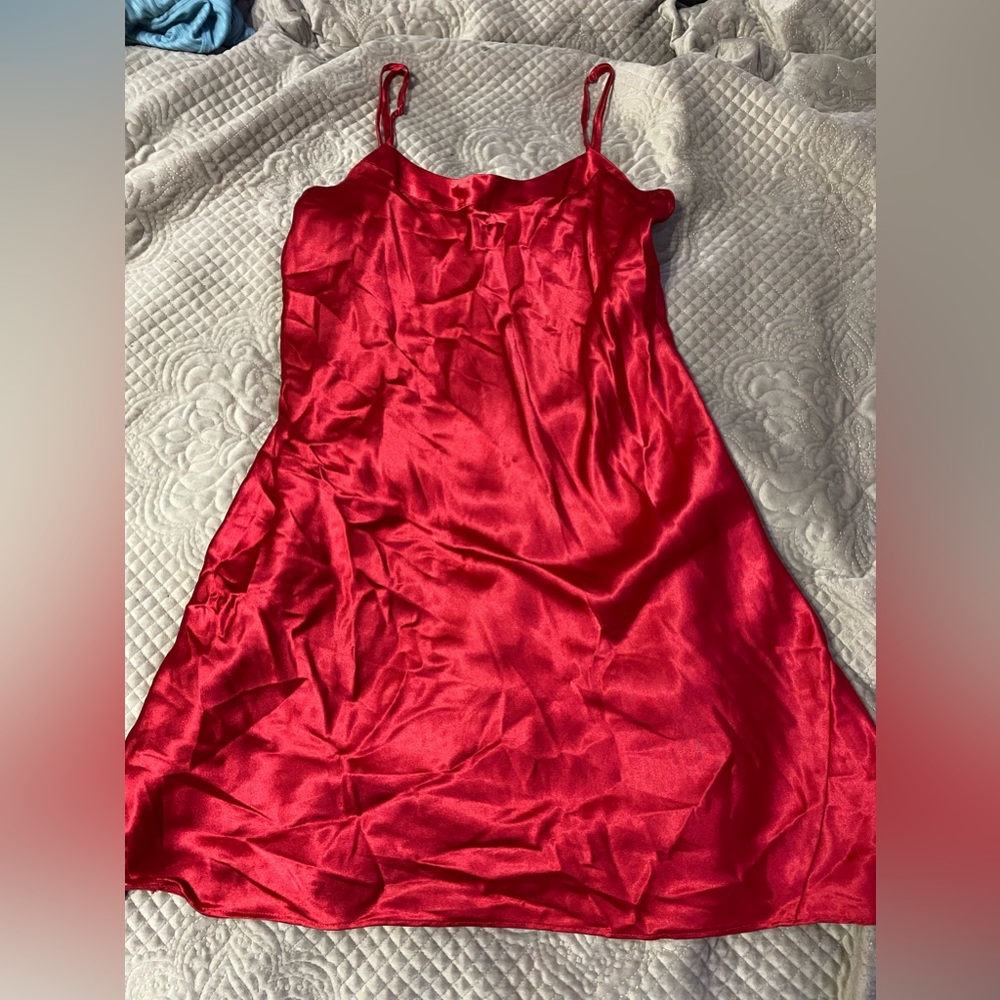 Satin red mini dress